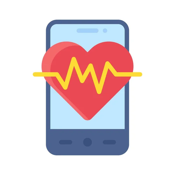 Ikona Aplikace Sledování Srdeční Frekvence Vektorová Ilustrace Související Mobilní Aplikací — Stockový vektor