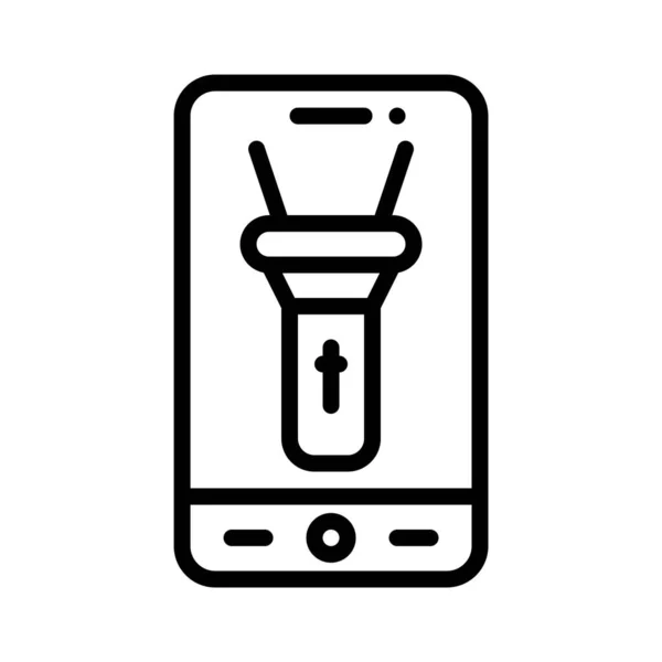 Icono Aplicación Linterna Ilustración Vectores Relacionados Con Aplicaciones Móviles — Vector de stock
