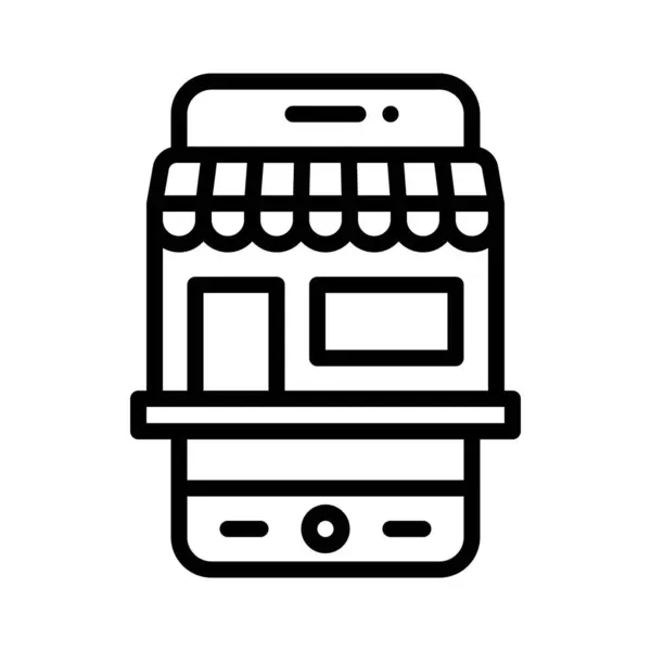 Mobile Shopping Icône Application Illustration Vectorielle Liée Application Mobile — Image vectorielle