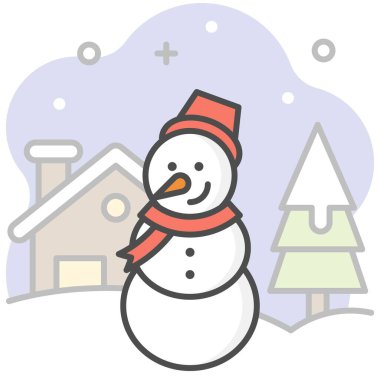 Arkaplan simgesine sahip kardan adam, biçim vektör çizimi