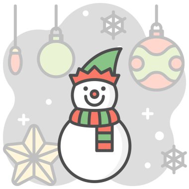 Arkaplan simgesine sahip kardan adam, biçim vektör çizimi