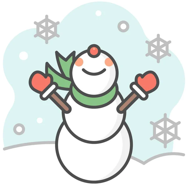 Χιονάνθρωπος Εικονίδιο Φόντου Γεμάτο Στυλ Διανυσματική Απεικόνιση — Διανυσματικό Αρχείο