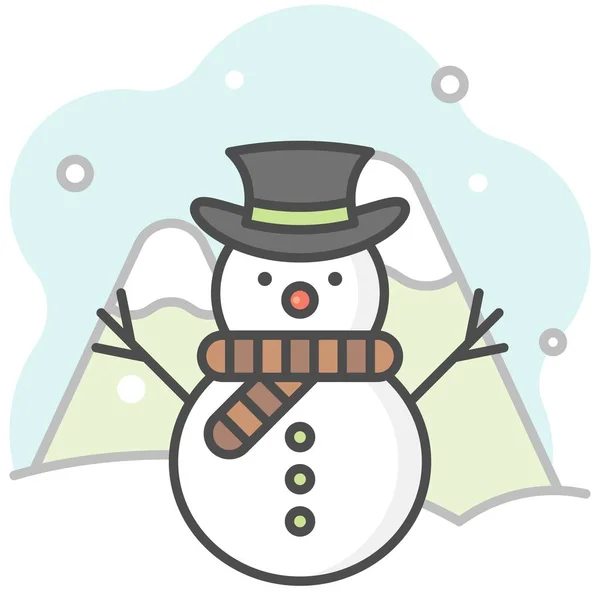 Χιονάνθρωπος Εικονίδιο Φόντου Γεμάτο Στυλ Διανυσματική Απεικόνιση — Διανυσματικό Αρχείο