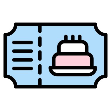 Doğum günü partisi bilet ikonu, doğum günü ve partiyle ilgili vektör illüstrasyonu