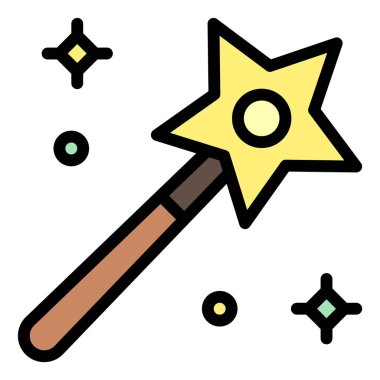 Sihirli değnek simgesi, doğum günü ve partiyle ilgili vektör illüstrasyonu