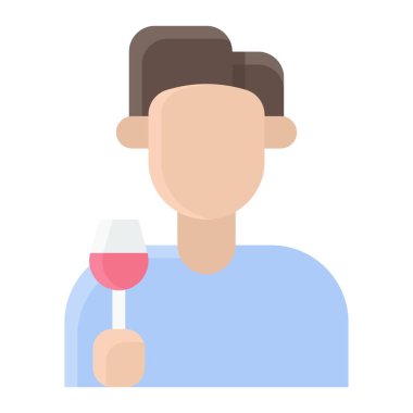 Şarap ikonu bardağı tutan adam, doğum günü ve partiyle ilgili illüstrasyon