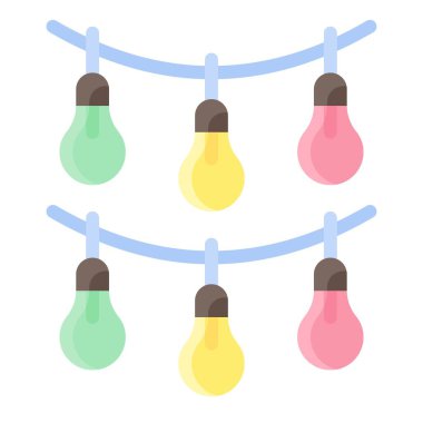 Parti ampul simgesi, doğum günü ve partiyle ilgili vektör illüstrasyonu