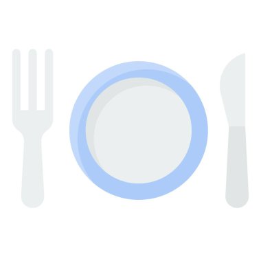 Çatal Tabak ve Bıçak simgesi, doğum günü ve partiyle ilgili vektör illüstrasyonu