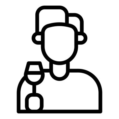 Şarap ikonu bardağı tutan adam, doğum günü ve partiyle ilgili illüstrasyon