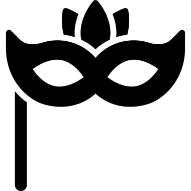 Maskeli balo maskesi simgesi, doğum günü ve partiyle ilgili vektör illüstrasyonu
