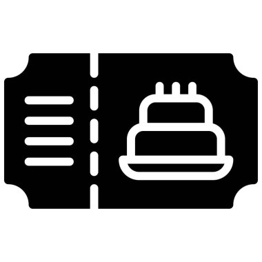 Doğum günü partisi bilet ikonu, doğum günü ve partiyle ilgili vektör illüstrasyonu