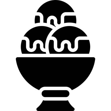 Icecream sundae simgesi, doğum günü ve partiyle ilgili vektör illüstrasyonu