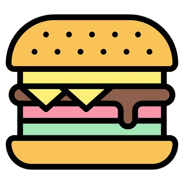 Hamburger Ikon Születésnap Fél Kapcsolódó Vektor Illusztráció — Stock Vector