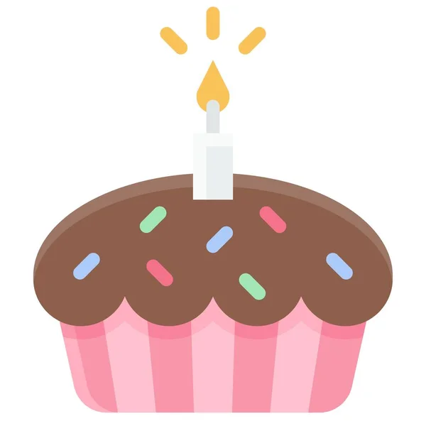 Cupcake Symbol Geburtstag Und Party Bezogene Vektorillustration — Stockvektor