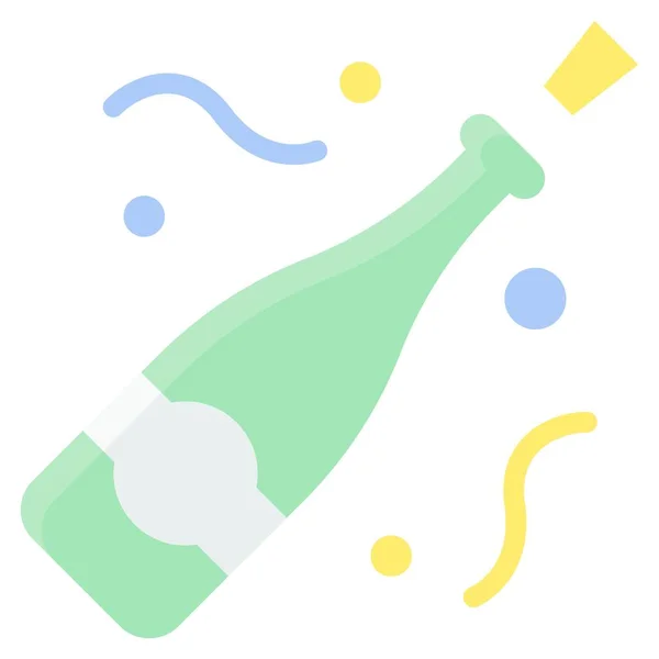 Champagne Flaska Ikon Födelsedag Och Fest Relaterade Vektor Illustration — Stock vektor