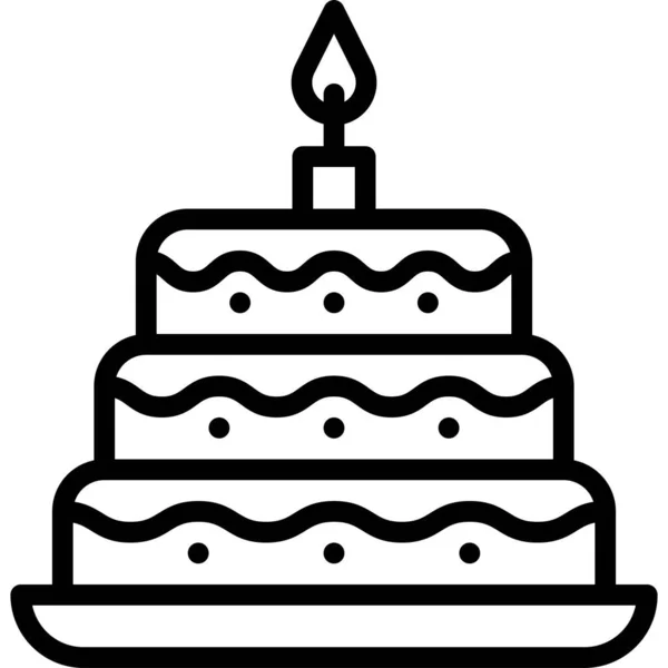 Icono Torta Cumpleaños Ilustración Vectorial Relacionada Con Fiesta — Vector de stock