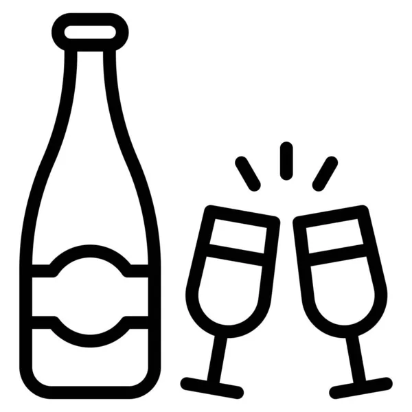 Ікона Шампанського День Народження Вечірка Векторні Ілюстрації — стоковий вектор