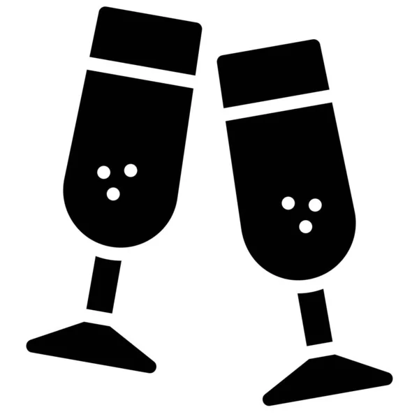 Иконка Приветствия Шампанского День Рождения Связанные Вечеринкой Векторные Иллюстрации — стоковый вектор