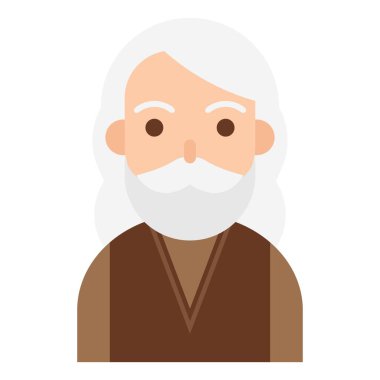 Yaşlı Adam avatar simgesi, düz biçim vektör illüstrasyonu