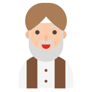 Yaşlı Adam avatar simgesi, düz biçim vektör illüstrasyonu