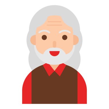 Yaşlı Adam avatar simgesi, düz biçim vektör illüstrasyonu