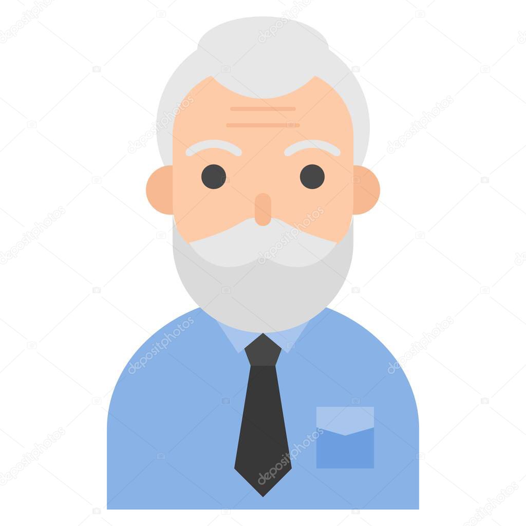 Elderly Man avatar icon, flat style vector illustration