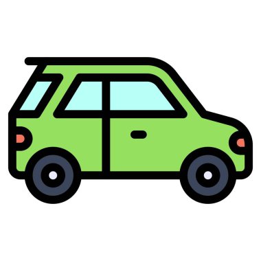 Minivan simgesi, ulaşımla ilgili vektör illüstrasyonu