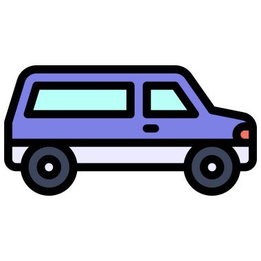 SUV simgesi, ulaşım bağlantılı vektör illüstrasyonu