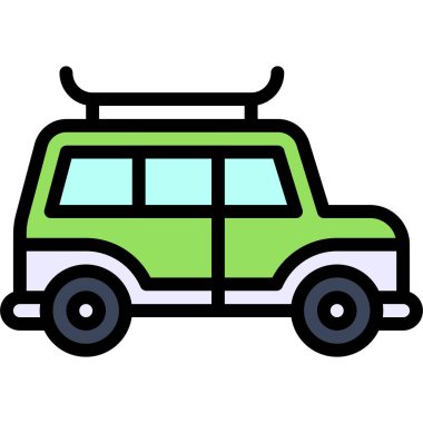 SUV simgesi, ulaşım bağlantılı vektör illüstrasyonu