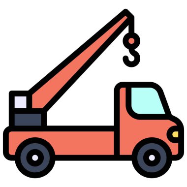 Çekici kamyon simgesi, ulaşım bağlantılı vektör illüstrasyonu