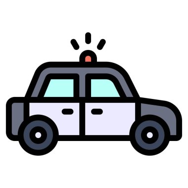 Polis arabası simgesi, ulaşım bağlantılı vektör illüstrasyonu