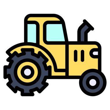 Traktör simgesi, ulaşım bağlantılı vektör illüstrasyonu