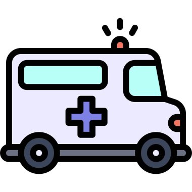 Ambulans simgesi, ulaşımla ilgili vektör illüstrasyonu