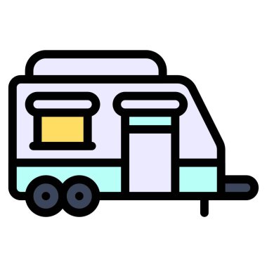 Mobil ev simgesi, ulaşımla ilgili vektör illüstrasyonu