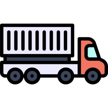 Kamyon simgesi, ulaşımla ilgili vektör illüstrasyonu