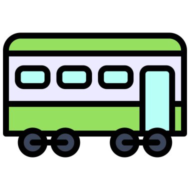 Yolcu vagonu simgesi, ulaşım bağlantılı vektör illüstrasyonu