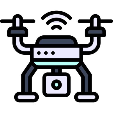 Drone simgesi, ulaşım bağlantılı vektör illüstrasyonu