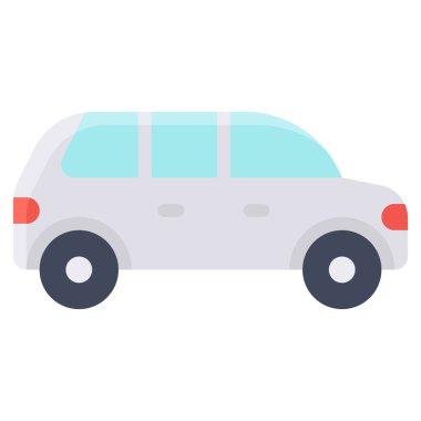 Minivan simgesi, ulaşımla ilgili vektör illüstrasyonu