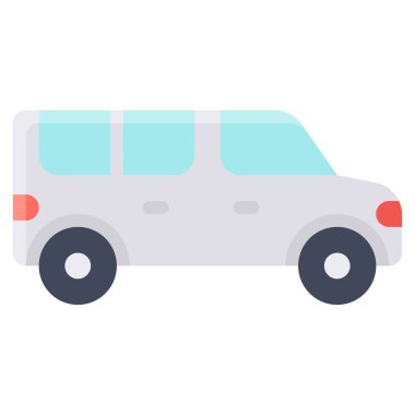 Minivan simgesi, ulaşımla ilgili vektör illüstrasyonu