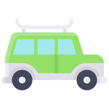 SUV simgesi, ulaşım bağlantılı vektör illüstrasyonu