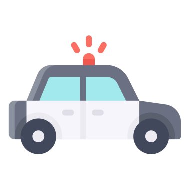 Polis arabası simgesi, ulaşım bağlantılı vektör illüstrasyonu