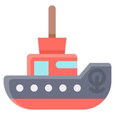 Römorkör simgesi, ulaşım vektör illüstrasyonu