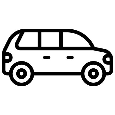 Minivan simgesi, ulaşımla ilgili vektör illüstrasyonu