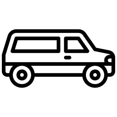 SUV simgesi, ulaşım bağlantılı vektör illüstrasyonu