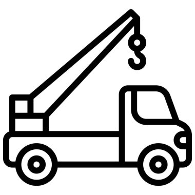 Çekici kamyon simgesi, ulaşım bağlantılı vektör illüstrasyonu