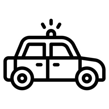 Polis arabası simgesi, ulaşım bağlantılı vektör illüstrasyonu