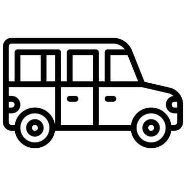 SUV simgesi, ulaşım bağlantılı vektör illüstrasyonu