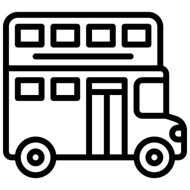 Çift katlı bus simgesi, ulaşımla ilgili vektör illüstrasyonu