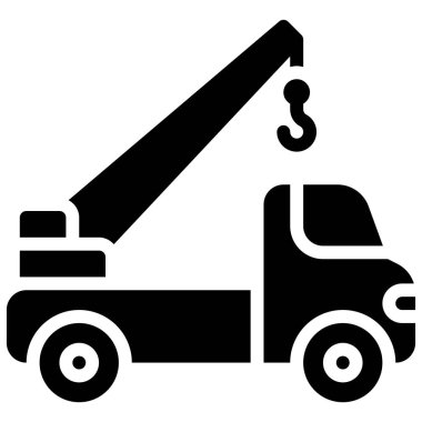 Çekici kamyon simgesi, ulaşım bağlantılı vektör illüstrasyonu