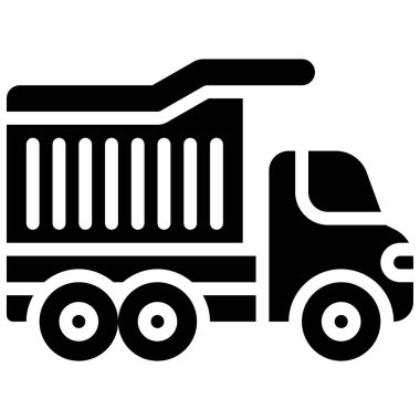 Çöp kamyonu simgesi, ulaşım bağlantılı vektör illüstrasyonu